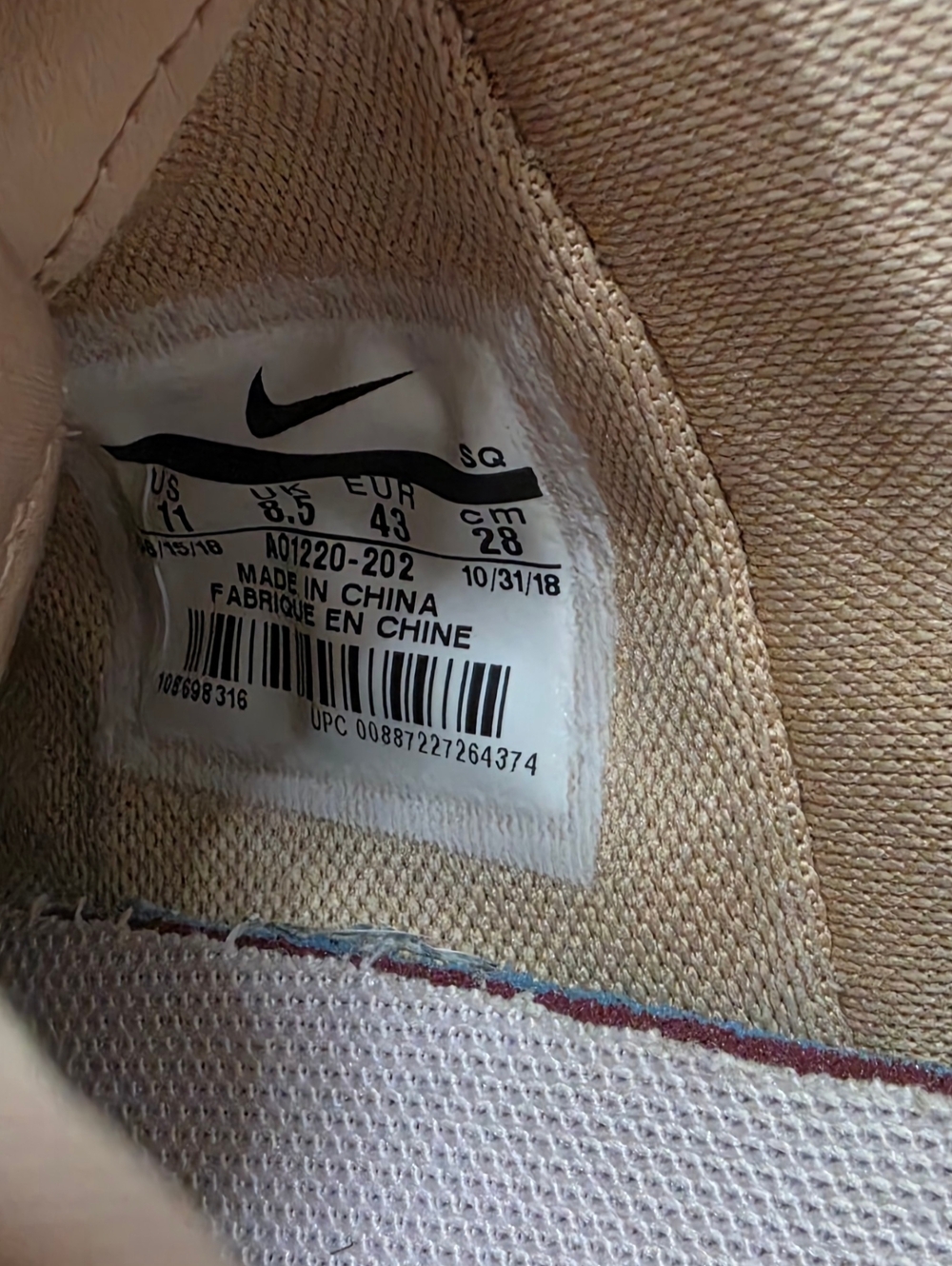 Women's Nike Air Force 1 Jester XX Bio Beige, Pink, & White-Size 11 - Picture 10 of 10